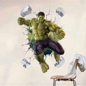 AOLIGL Avengers Hulk Wall Stickers DIY Violent Muscle Monster Hulk Giant Wall Decal Children's Cartoon Bedroom Background Wall Decoration Self-Adhesive Wall Sticker (Size 17.7 * 23.7 inch)