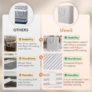 Lifewit 2 Pack Laundry Hamper Large Collapsible Laundry Baskets, Freestanding Waterproof Clothes Hamper with Easy Carry Handles in Laundry Room Bedroom Bathroom College Dorm for Adults, Grey, 2 x 75L