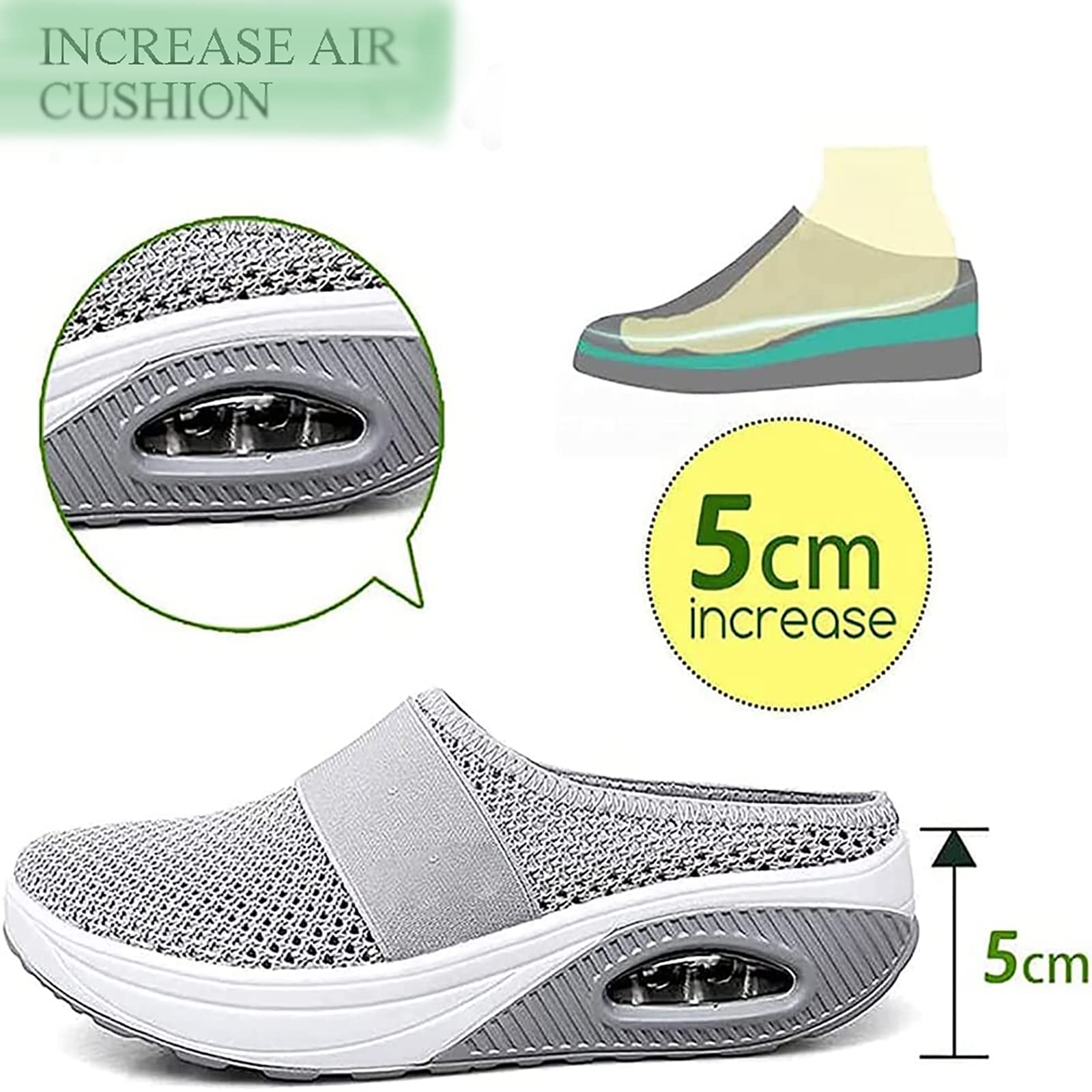 Orthopedic Diabetic Walking Shoes Sandals, Slip-On with Arch Support For Womens, Air Cushion Platform Mesh Sneaker (Dark Blue,9)