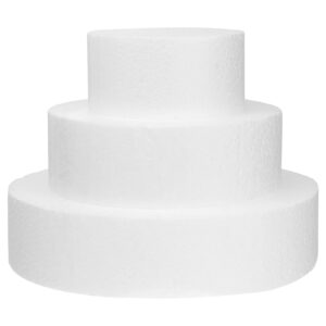 fake wedding cake round foam cake set, 4 tiers round cake dummies for decorating and wedding display, arts and crafts (4, 6, 8, 10 inch white) cake dummies 4 tiers