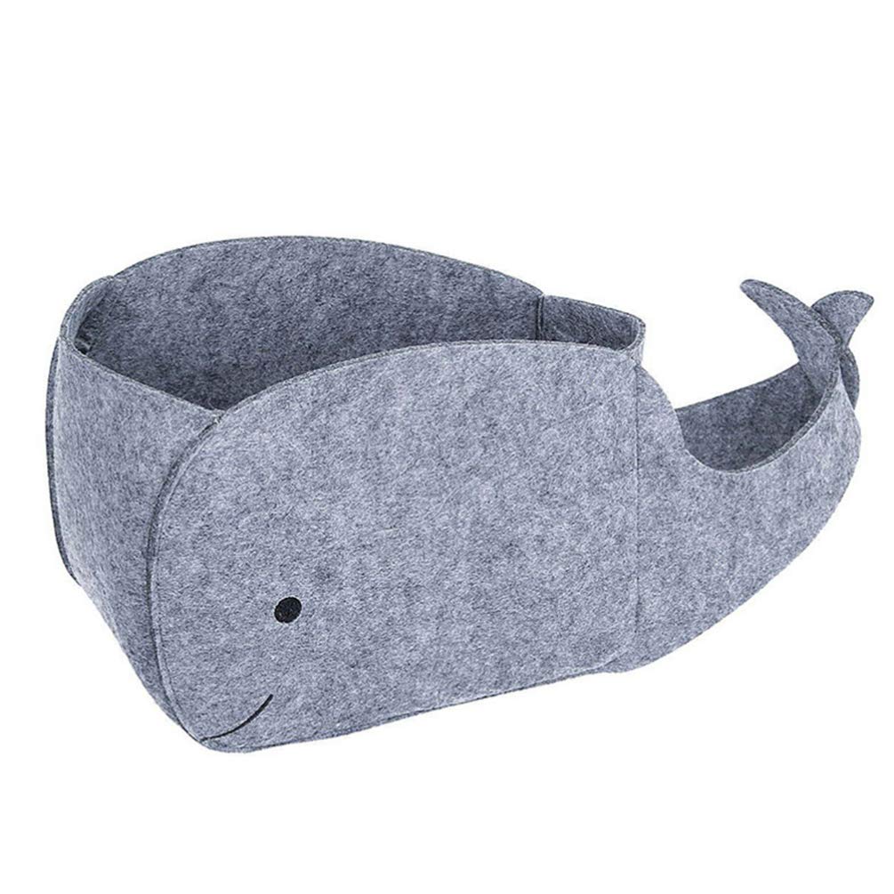 STOBOK Felt Storage Bin, Whale Shaped Storage Basket Fabric Foldable Storage Bin Sundries Organizer Toy Storage Bin for Home Nursery Toys Container