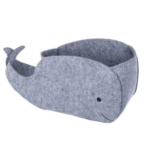 STOBOK Felt Storage Bin, Whale Shaped Storage Basket Fabric Foldable Storage Bin Sundries Organizer Toy Storage Bin for Home Nursery Toys Container