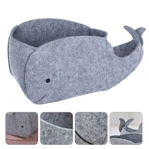 STOBOK Felt Storage Bin, Whale Shaped Storage Basket Fabric Foldable Storage Bin Sundries Organizer Toy Storage Bin for Home Nursery Toys Container