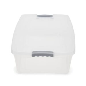 Home Basics 60 Liter Storage Container For Organizing (Clear) Bin With Lid For Towels, Clothes, Toys, Linens, and More | Made From Plastic