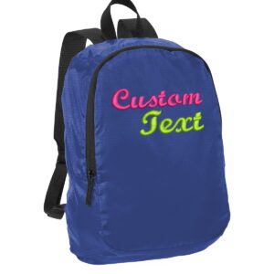 Personalized Crush Ripstop Backpacks, Royal - Your Name - Customized Basic Backpack for College, Business