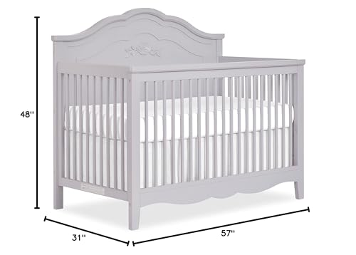 SweetPea Baby Rose 4-in-1 Convertible Crib in Silver Shimmer, Baby Crib with Spindles, Greenguard Gold Certified, Easy Assembly, Sustainable New Zealand Pinewood