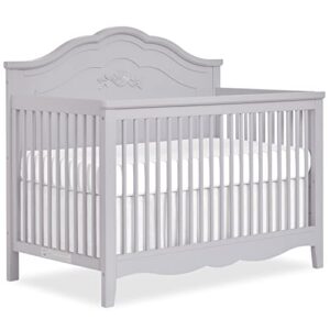 sweetpea baby rose 4-in-1 convertible crib in silver shimmer, baby crib with spindles, greenguard gold certified, easy assembly, sustainable new zealand pinewood