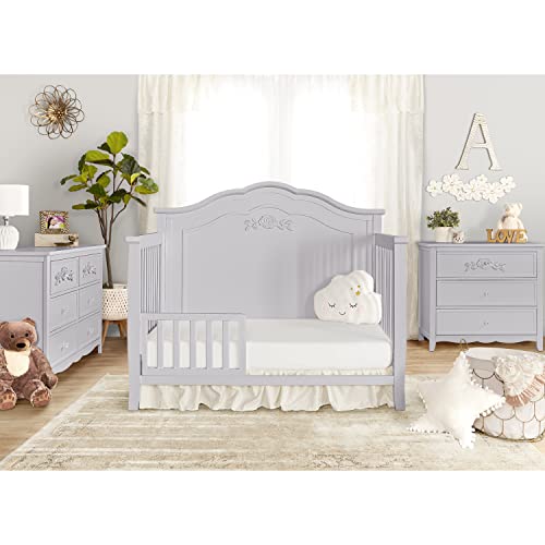 SweetPea Baby Rose 4-in-1 Convertible Crib in Silver Shimmer, Baby Crib with Spindles, Greenguard Gold Certified, Easy Assembly, Sustainable New Zealand Pinewood