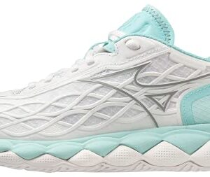 Mizuno Women's Enforce Tour Tennis Shoe, White Turquoise, 8