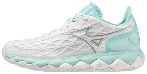 Mizuno Women's Enforce Tour Tennis Shoe, White Turquoise, 8