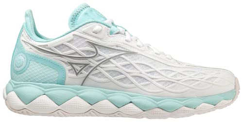 Mizuno Women's Enforce Tour Tennis Shoe, White Turquoise, 8