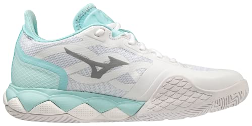 Mizuno Women's Enforce Tour Tennis Shoe, White Turquoise, 8