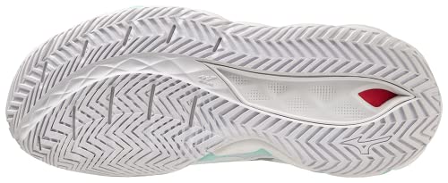 Mizuno Women's Enforce Tour Tennis Shoe, White Turquoise, 8