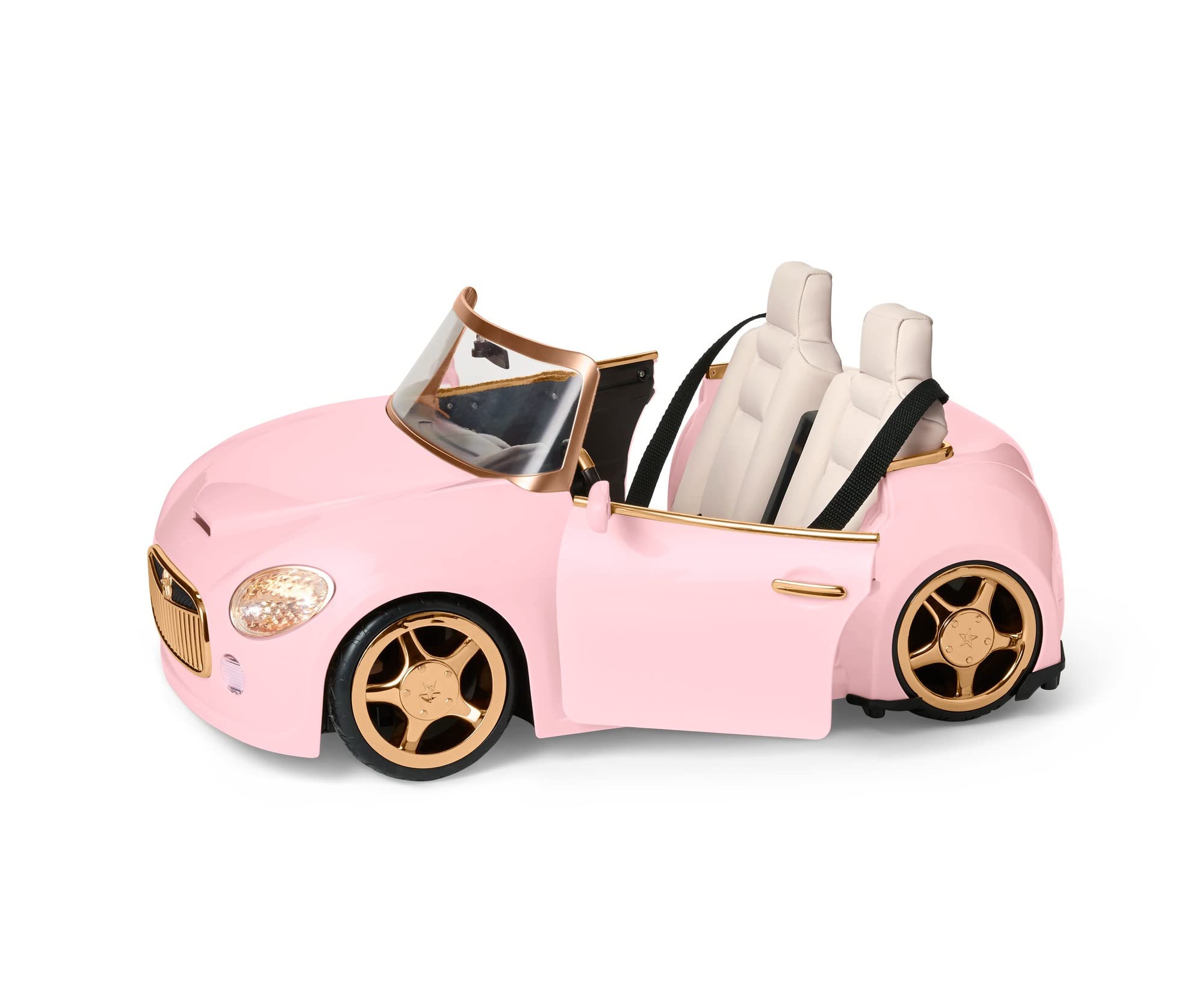 American Girl Truly Me 18-inch Doll Pink Remote-Control Sports Car Playset with Working Doors & Headlights, For Ages 6+