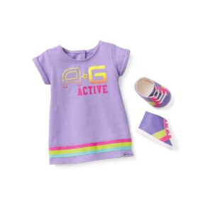 American Girl Truly Me 18-inch Doll Show Your Sporty Side Outfit with Printed T-shirt Dress and Sneakers, For Ages 6+