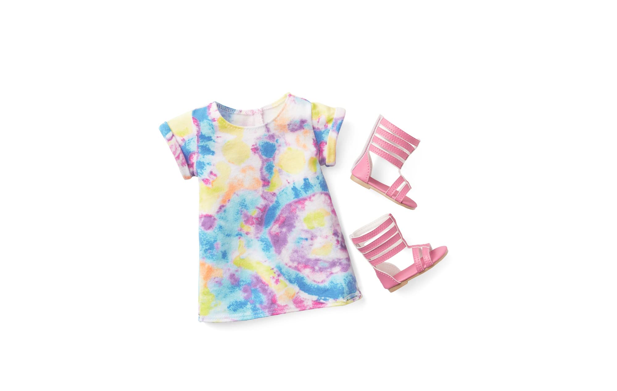 American Girl Truly Me 18-inch Doll Show Your Artsy Side Outfit with Tie Dye T-Shirt Dress and Pink Sandals, For Ages 6+