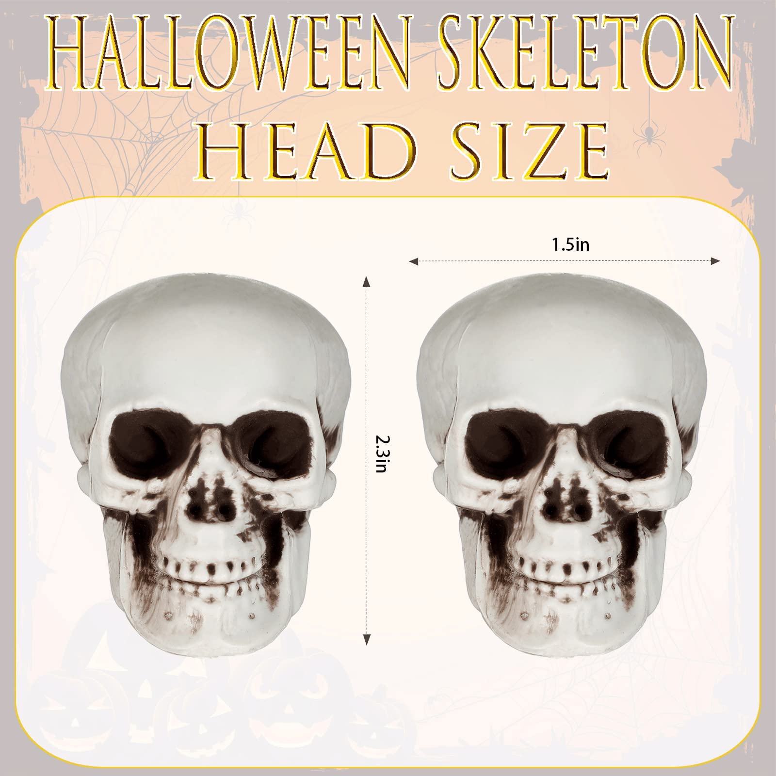 hanaiette 10 Pieces Mini Halloween Skulls Heads Skull Decor for Halloween Party, Halloween Decor Props, Table Decor Outdoor Halloween Home Decor Gift