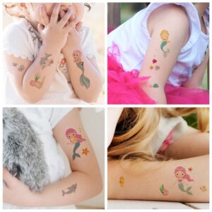 30 Sheets (360pcs) Butterflies、Mermaid、Sea Animals waterproof Temporary Tattoos For Kids,Mixed Styles Cartoon Tattoos,children's face tattoo Stickers, girls temporary tattoos,party makeup gifts