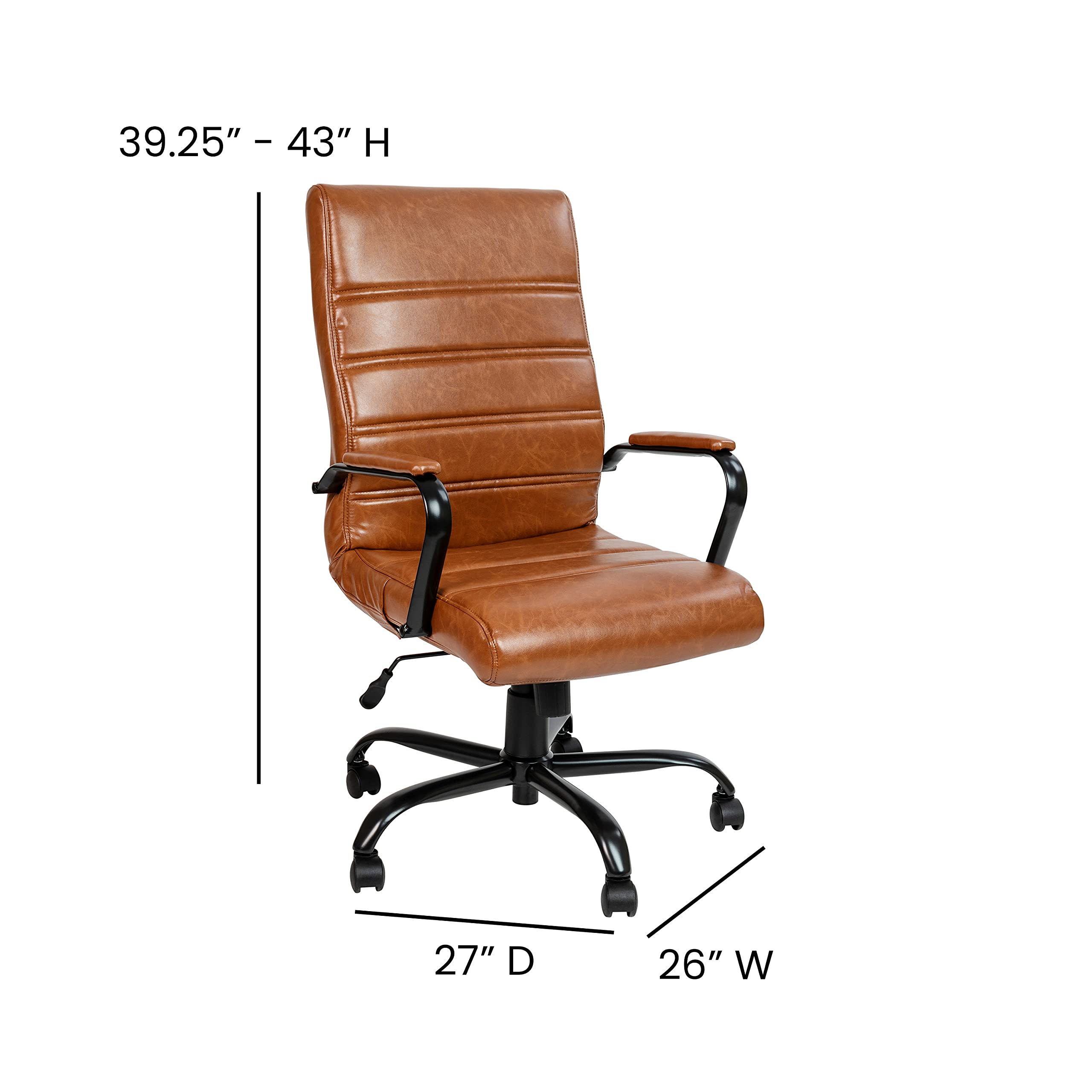 EMMA + OLIVER High Back Brown LeatherSoft Executive Swivel Office Chair with Black Frame/Arms