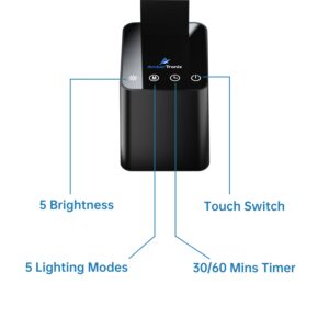 Ambertronix Rechargeable Cordless LED Desk Lamp, 5 Brightness & 5 Lighting Modes, USB Charging Port, Aluminum Arms, Portable, Dimmable, Touch Control, Auto Timer (Black)