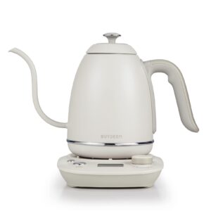 buydeem k821 electric gooseneck kettle with variable temperature control, pour over coffee tea kettle, durable 18/8 stainless steel, auto keep warm & built in brewing timer, 0.8l