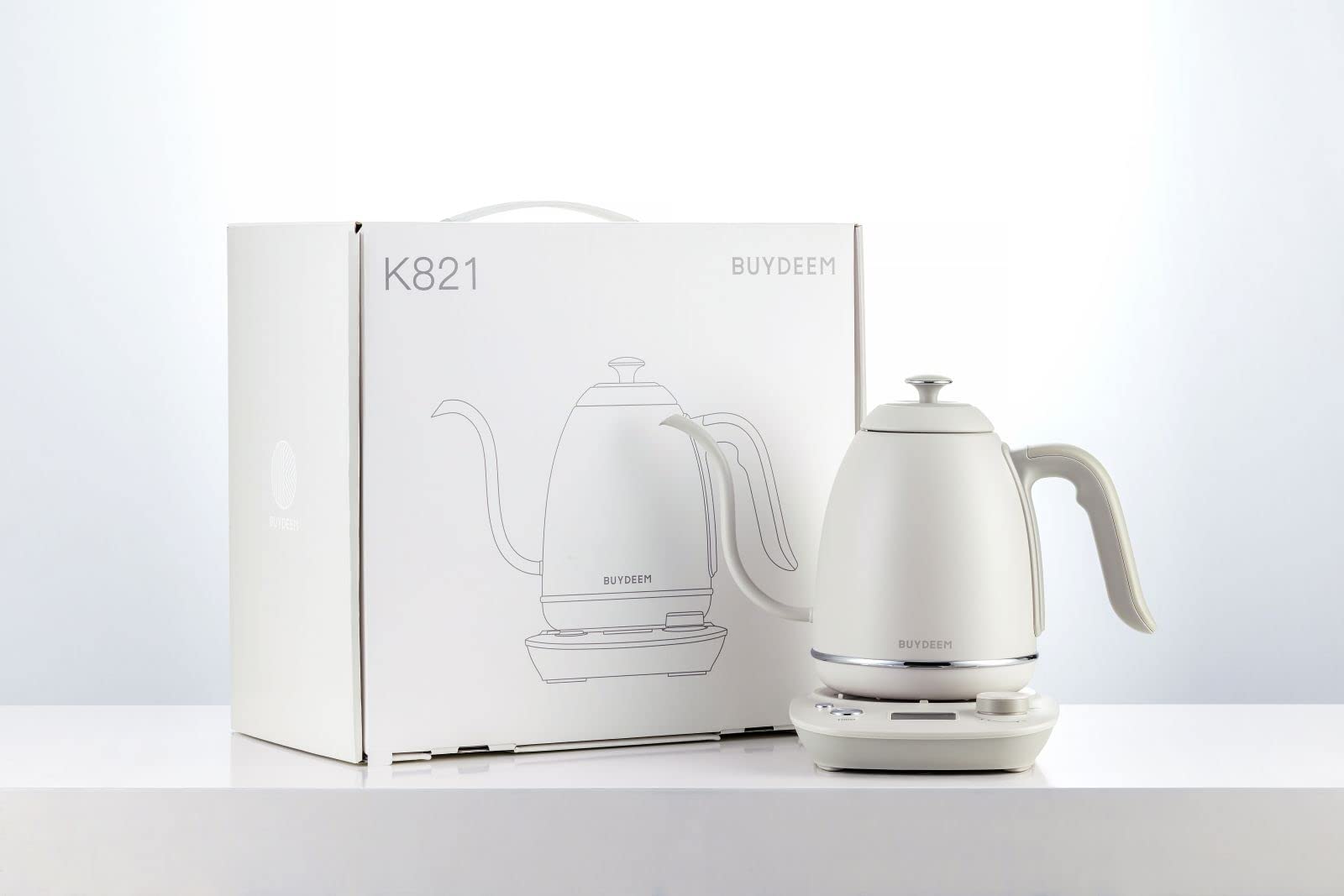 BUYDEEM K821 Electric Gooseneck Kettle with Variable Temperature Control, Pour Over Coffee Tea Kettle, Durable 18/8 Stainless Steel, Auto Keep Warm & Built in Brewing Timer, 0.8L