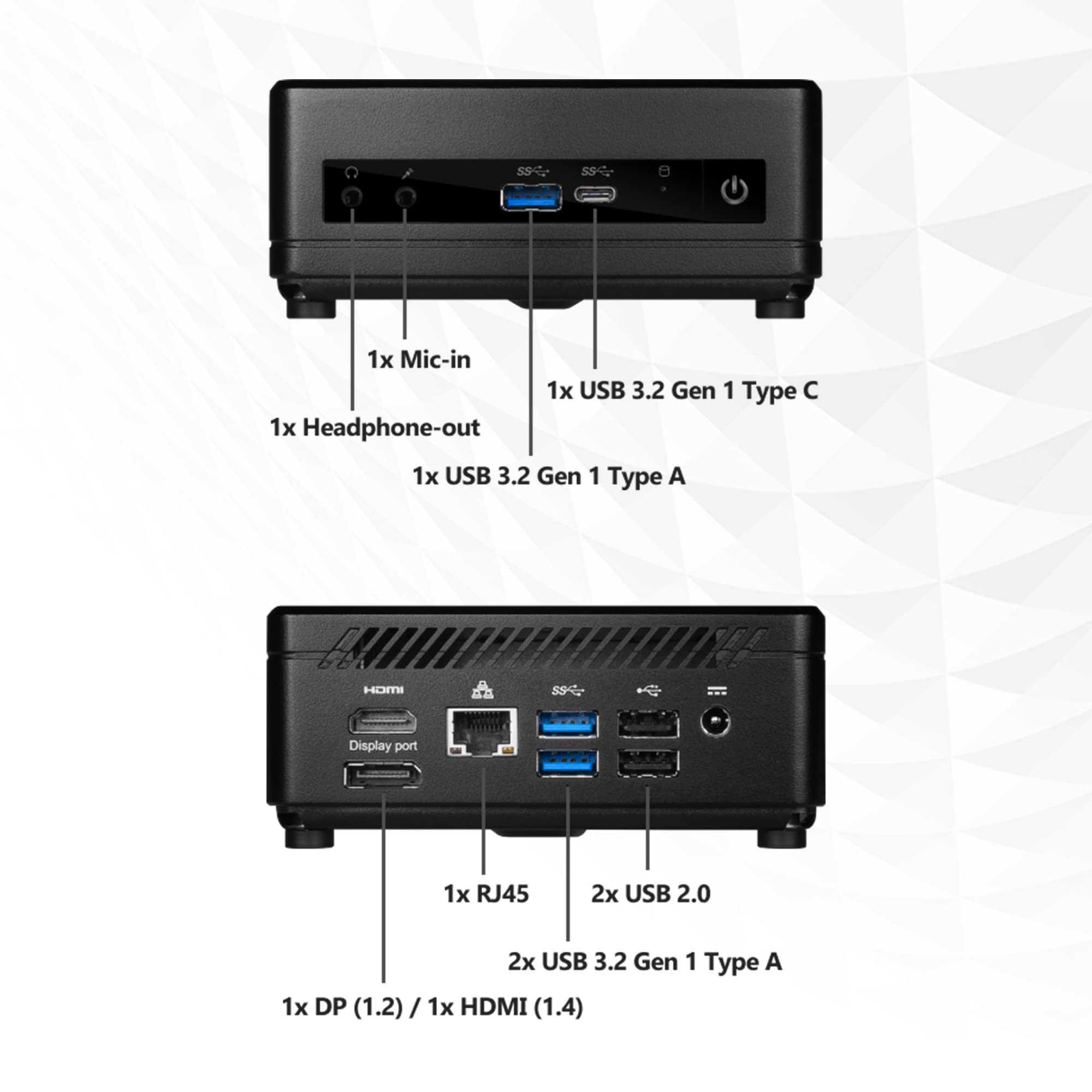 MSI Cubi 5 Mini PC: Intel Core i3-10110U, 8GB DDR4 (1x8GB) 2666MHz, 256GB SSD, WiFi 6, Bluetooth 5.1, USB Type-C, Dual Display, Energy Efficient, Black, Windows 11 Home: 10M-692US