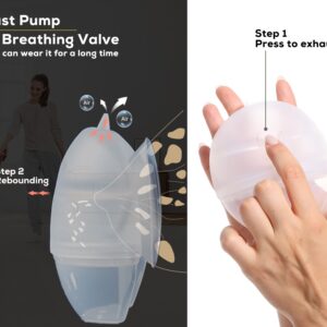 Wearable Manual Breast Pump︱2oz Milk Catcher︱Hands Free︱Easy to Wash︱Nature Suction︱No Milk Leakage︱Duckbill Suction Piece︱Comfortable for Long Wear︱Air Valve︱Use with Wearable Electric Pump (2Pcs)