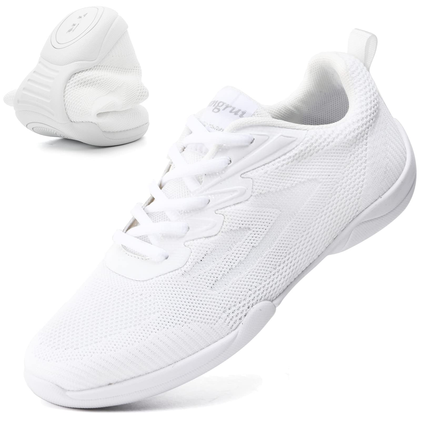 DADAWEN Adult & Youth White Cheerleading Dance Shoes Athletic Training Lightweight Competition Tennis Sneakers Cheer Shoes White US Size 7/EU Size 38