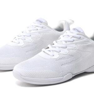 DADAWEN Adult & Youth White Cheerleading Dance Shoes Athletic Training Lightweight Competition Tennis Sneakers Cheer Shoes White US Size 7/EU Size 38