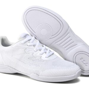 DADAWEN Adult & Youth White Cheerleading Dance Shoes Athletic Training Lightweight Competition Tennis Sneakers Cheer Shoes White US Size 7/EU Size 38