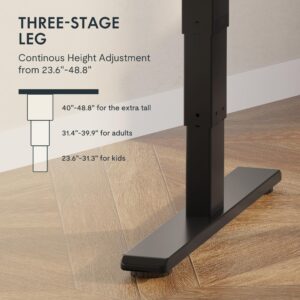 FLEXISPOT Stand Up Desk 3 Stages Dual Motor Electric Standing Desk 55x28 Inch Whole-Piece Board Height Adjustable Desk Electric Sit Stand Desk(Black Frame + Maple Desktop, 2 Packages)