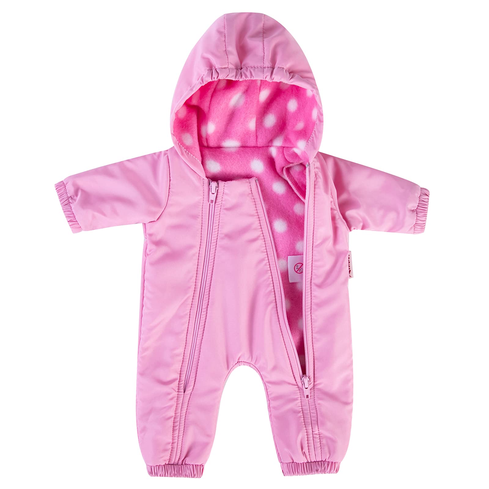 Rakki Dolli Doll Clothes Winter Romper Hooded Romper Pink Purple Outfit Snowsuit Thick Polar Fleece Warm Jumpsuit Fits 18" American Girl Doll 009