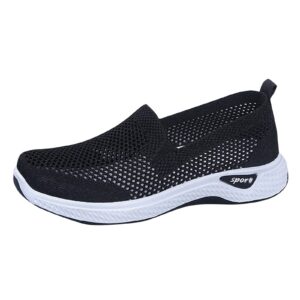mlagjss slip on sneakers for women comfortable walking shoes memory foam loafers black sneakers women's air cushion shoes(0726ta225 black,size 6.5)