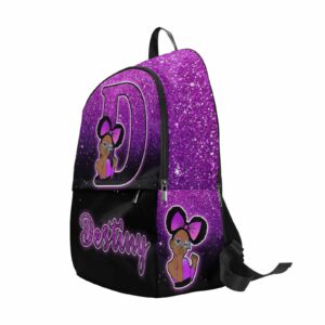 InterestPrint Backpack Little Princess Glitter Purple Laptop Backpack Full Print School Bookbag Shoulder Bag for Travel Daypack