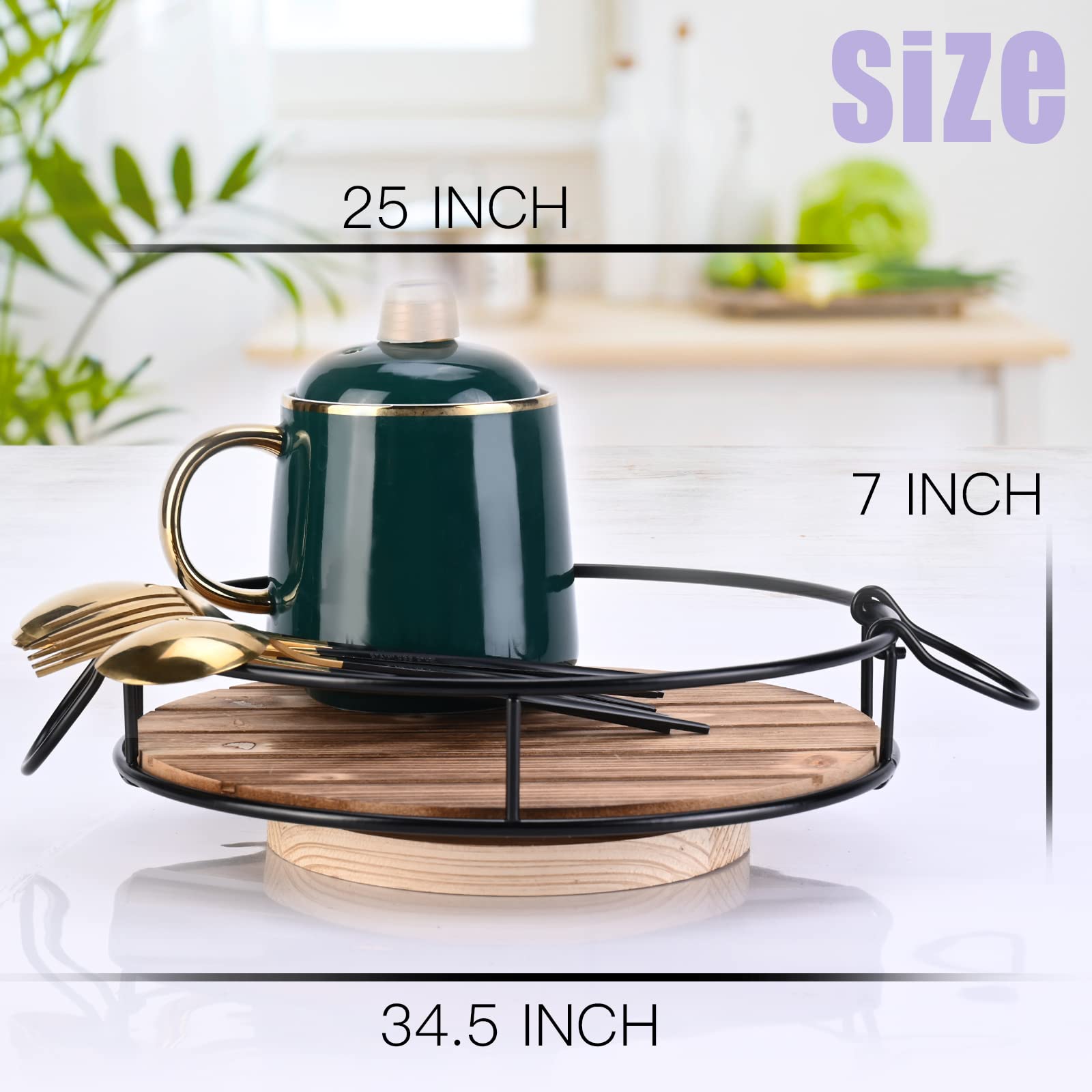 ZHUJERRY Lazy Susan Turntable for Cabinet, Wood Farmhouse Cabinet Organizer, 10” Kitchen Turntable Organizer for Cabinet Table Pantry