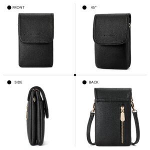 BOSTANTEN Leather Small Crossbody Bags for Women Designer Cell Phone Bag Wallet Purses Adjustable Strap Classic Black