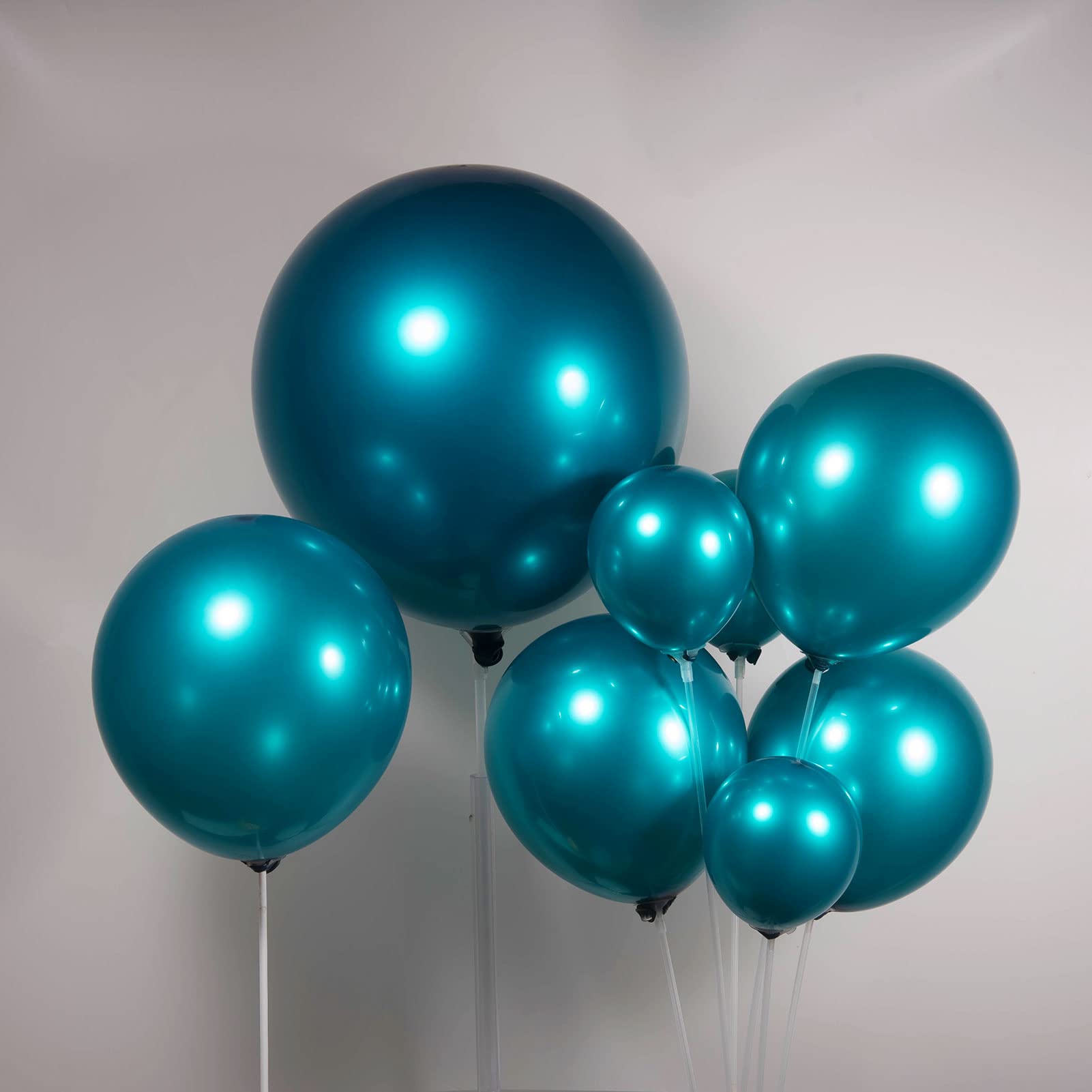 Kozee Chrome Teal Balloons Double-Stuffed Customized Metallic Teal different sizes 52 PACK 18+10+5 inch balloon Garland kit For Wedding Birthday baby shower Anniversary decorations