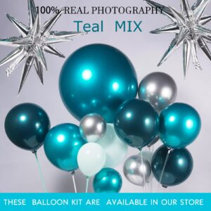 Kozee Chrome Teal Balloons Double-Stuffed Customized Metallic Teal different sizes 52 PACK 18+10+5 inch balloon Garland kit For Wedding Birthday baby shower Anniversary decorations