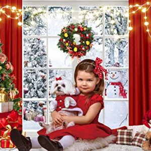 LTLYH Christmas Backdrop 10x8ft Christmas Winter Snow Red Window Photo Backdrop Xmas Holiday Photo Booth Portrait Party Banner Decor Background