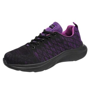 slip on sneakers for women comfortable walking shoes memory foam loafers waterproof sneakers women(0726ta249 purple,size 8)