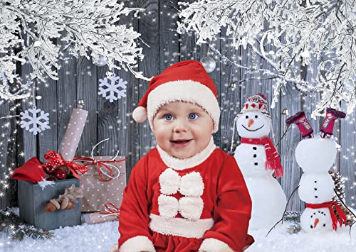 LTLYH 7x5ft Christmas Photography Backdrop Winter Snowman Santa Gift Wood Decoration Backdrop Xmas Eve Holiday Party Supplies Cake Table Banner Home Decoration Portraits Photo Booth Studio Prop