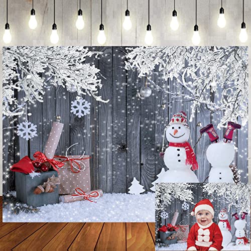 LTLYH 7x5ft Christmas Photography Backdrop Winter Snowman Santa Gift Wood Decoration Backdrop Xmas Eve Holiday Party Supplies Cake Table Banner Home Decoration Portraits Photo Booth Studio Prop