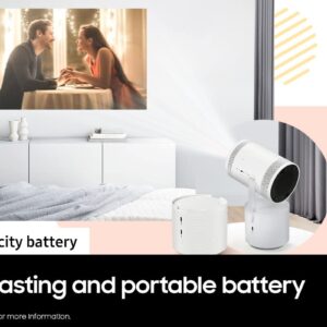 SAMSUNG The Freestyle Battery Base for Smart Portable Projector, Convenient Use, Power Charging for Home Theater and Entertainment, VG-FBB3BA/ZA, 2022, White