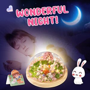 Make Your Own Night Light ,Rabbit DIY Kits,Bunny Toys for Kids Ages 4-8 ,Arts and Crafts Lamp Project for Girls(USB Upgrade Edition),Gifts for 4 5 6 7 8 9 10 Year Old Girl with Greeting Card