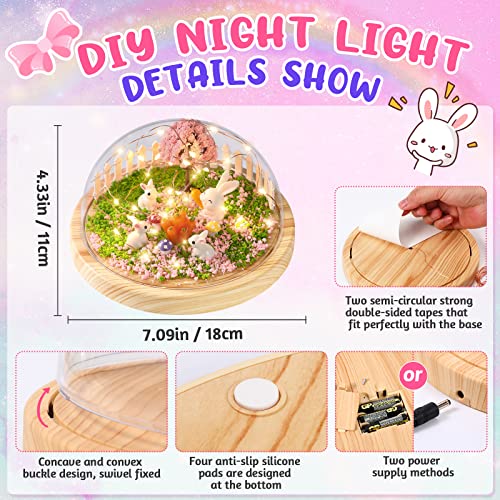 Make Your Own Night Light ,Rabbit DIY Kits,Bunny Toys for Kids Ages 4-8 ,Arts and Crafts Lamp Project for Girls(USB Upgrade Edition),Gifts for 4 5 6 7 8 9 10 Year Old Girl with Greeting Card