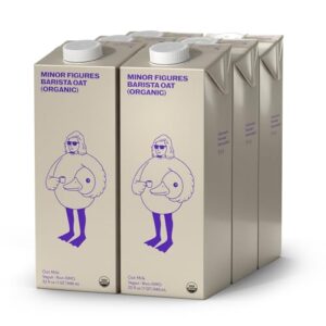 minor figures - oat milk, organic barista, 32 fl oz x 6 cartons, dairy free & vegan, no added sugar, long shelf life, 6 pack