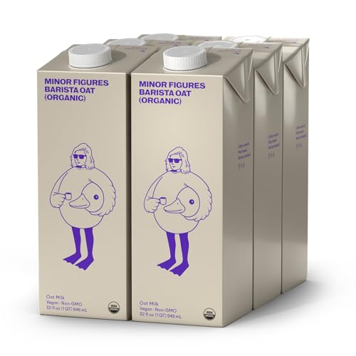 Minor Figures - Oat Milk, Organic Barista, 32 Fl oz x 6 Cartons, Dairy Free & Vegan, No Added Sugar, Long Shelf Life, 6 pack