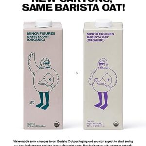 Minor Figures - Oat Milk, Organic Barista, 32 Fl oz x 6 Cartons, Dairy Free & Vegan, No Added Sugar, Long Shelf Life, 6 pack