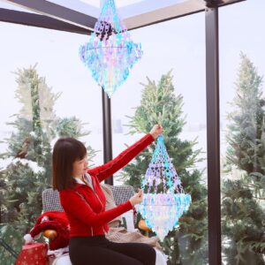 Iridescent Chandelier Hanging Decoration Holographic Party Decoration Rainbow Film Frozen Party Supplies